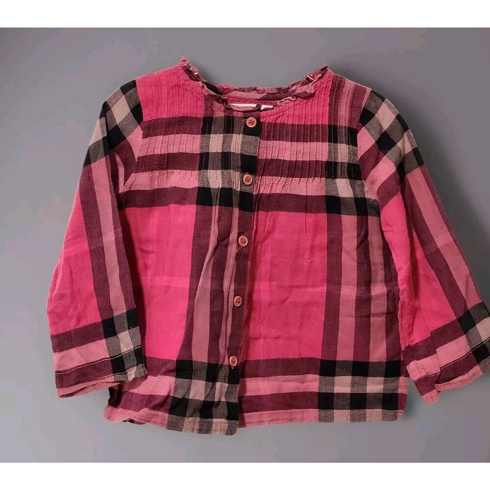 Burberry Infant Girls Plaid Checkered Pink Blouse Top Size 18months‎ All Seasons